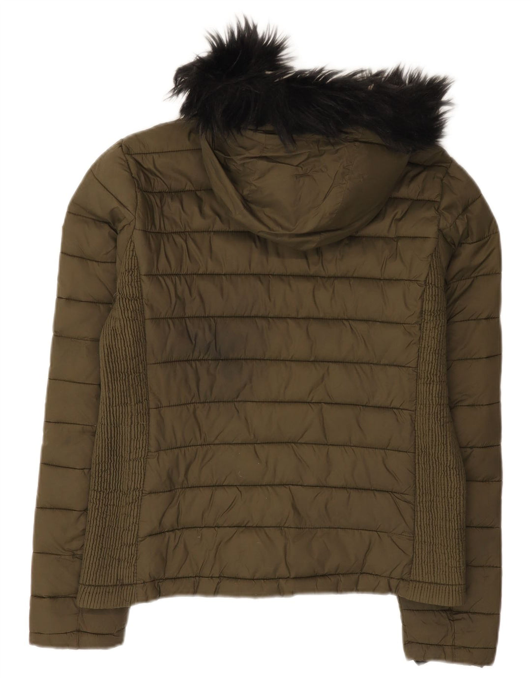Jachetă căptușită cu glugă Superdry pentru femei UK 14 Medium Khaki Nylon
