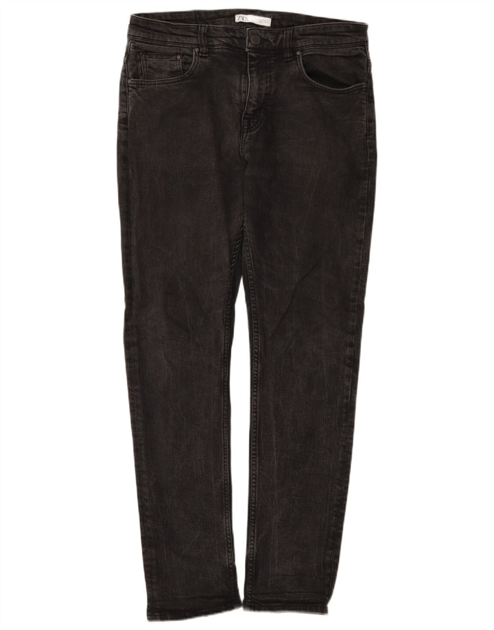 Zara Mens Slim Jeans EU 42 Large W32 L31 Black Cotton
