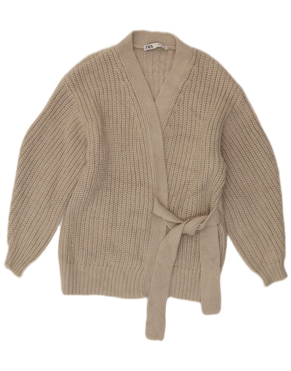 Pulover cardigan supradimensionat pentru femei Zara UK 10 Mic Bej Acrilic