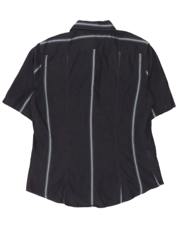 ARMANI JEANS Cămașă cu mânecă scurtă Anbass pentru bărbați, bumbac cu dungi XL bleumarin