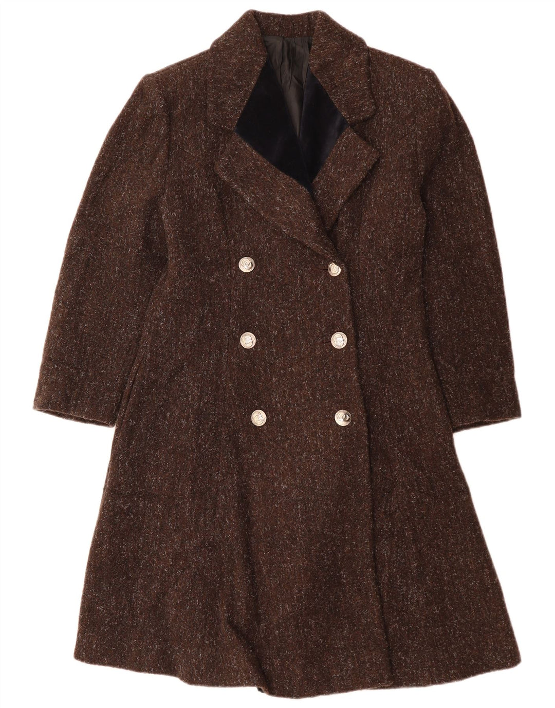 Palton dublu pentru femei VINTAGE UK 12 Lână cu pete maro mediu