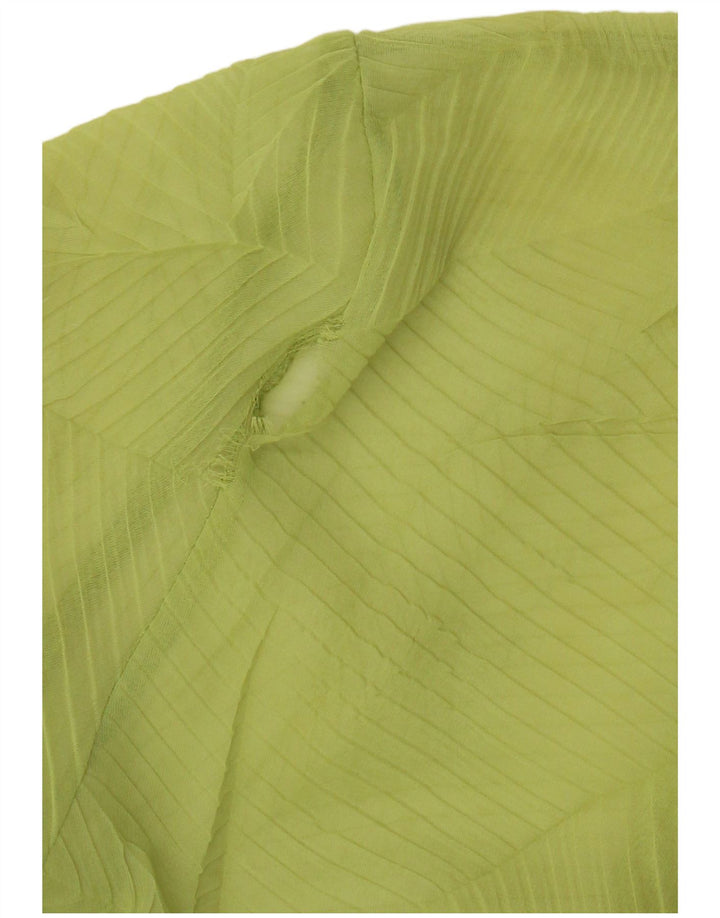 Vintage Crop Cravată Frontală Femei See Through Top UK 14 Medium Green Dunge