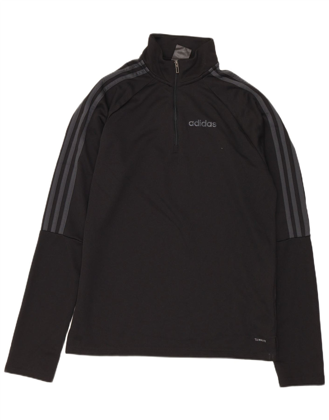 ADIDAS Mens Climalite Zip Neck Pullover Trening Top Mic Negru