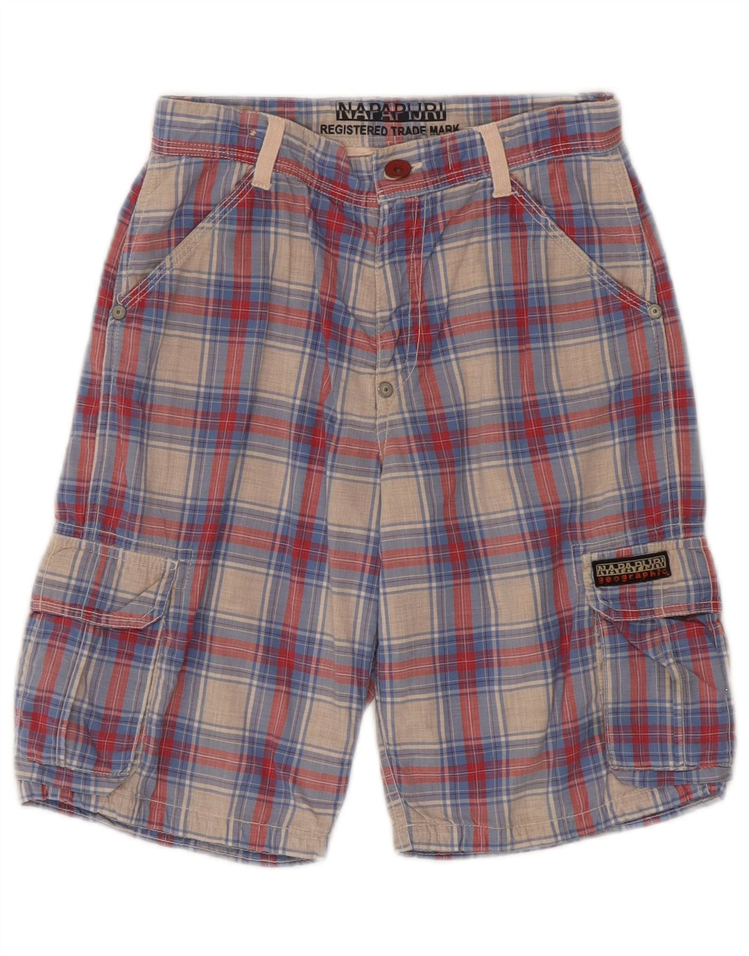 Pantaloni scurți cargo Napapijri pentru băieți 9-10 ani W24, bumbac cu carouri multicolore