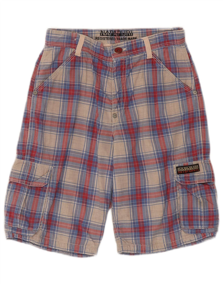 Pantaloni scurți cargo Napapijri pentru băieți 9-10 ani W24, bumbac cu carouri multicolore