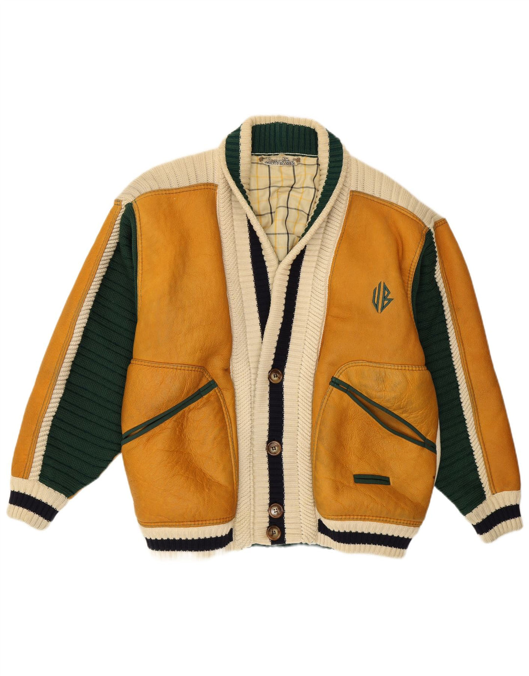 Umberto Bilancioni Jachetă pentru bărbați UK 40, mare, galbenă, din piele color bloc