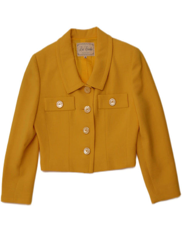 Set fuste 2 piese pentru femei VINTAGE 4 nasturi IT 44 Medium W26 Lână galbenă