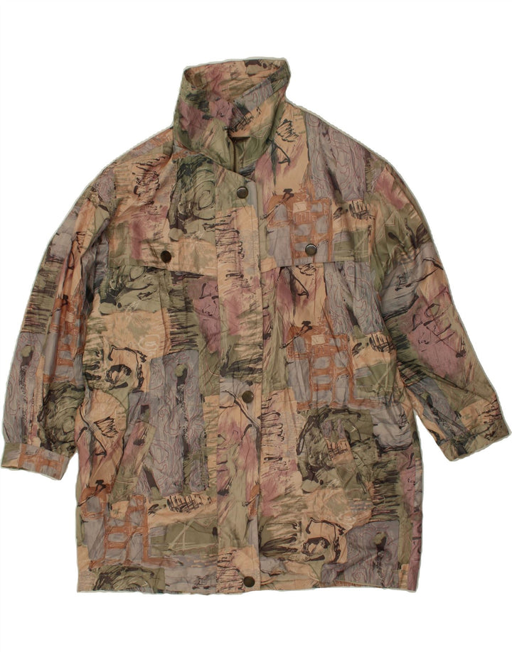 SCHERER Womens Abstract Pattern Overcoat UK 14 Large Beige Cotton Vintage Scherer and Second-Hand Scherer from Messina Hembry 