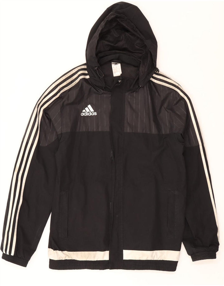Jachetă de ploaie cu glugă ADIDAS pentru bărbați UK 38 Medium Black Colorblock Poliester