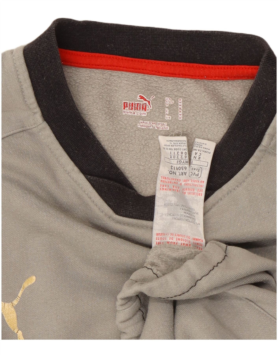 Pulover Puma pentru bărbați, bumbac color bloc, gri mediu