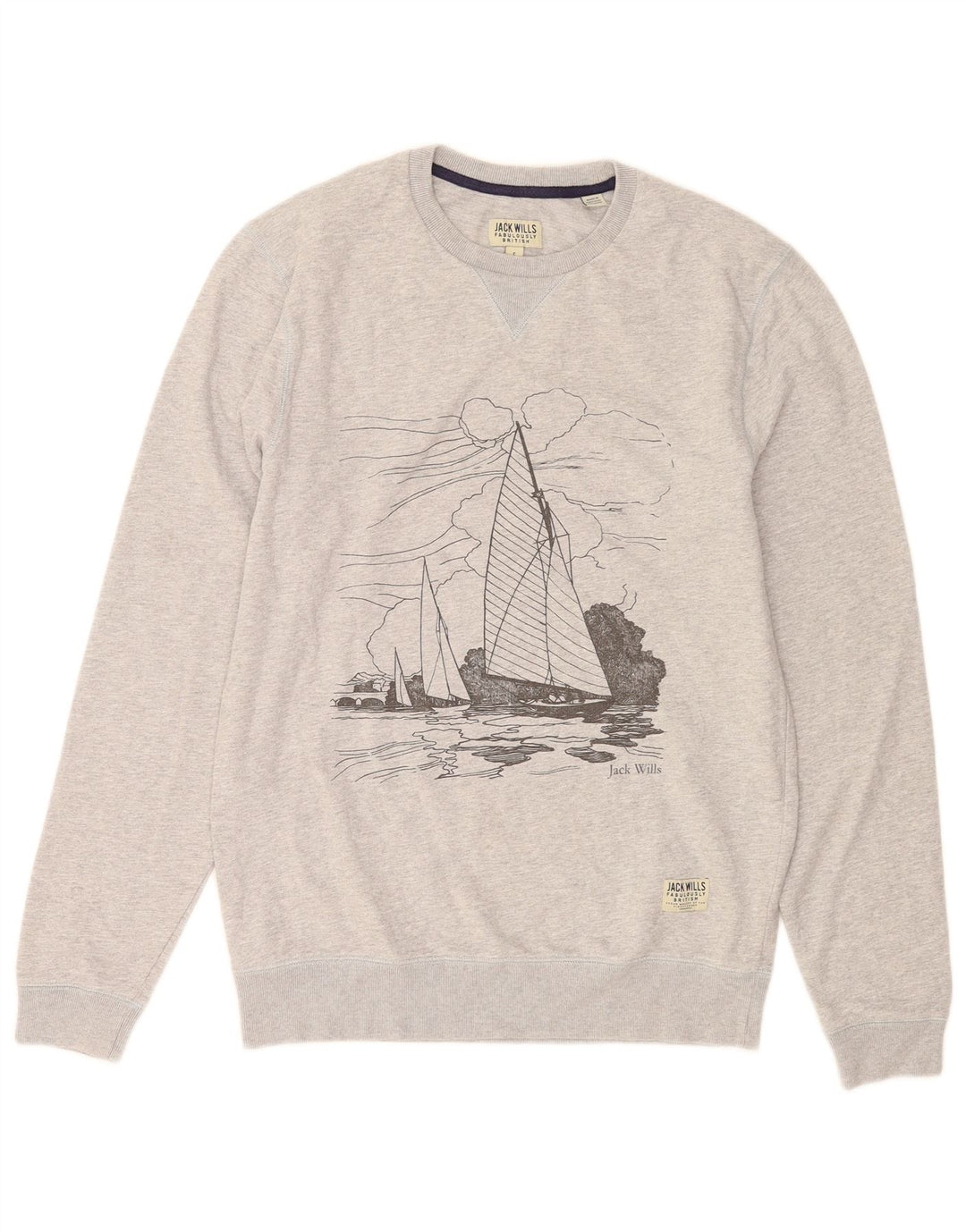 Pulover Jack Wills pentru bărbați cu grafică, bumbac, gri mic