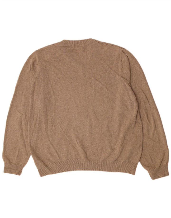 Pulover pentru bărbați Marks & Spencer, cu decolteu în V, XL, bumbac, bej