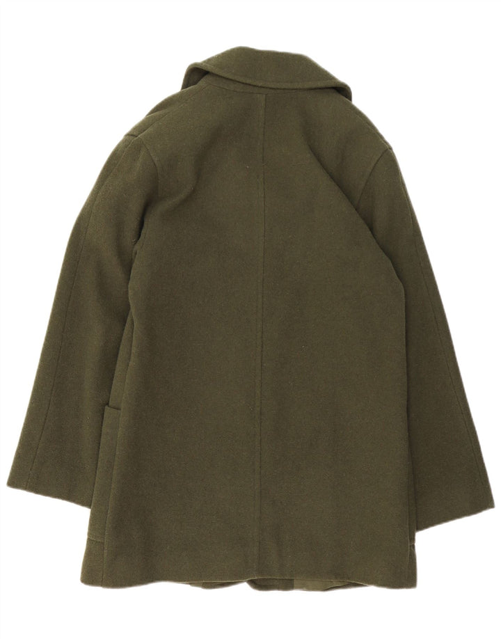 VINTAGE pardesiu supradimensionat pentru femei UK 10 mic din lână verde