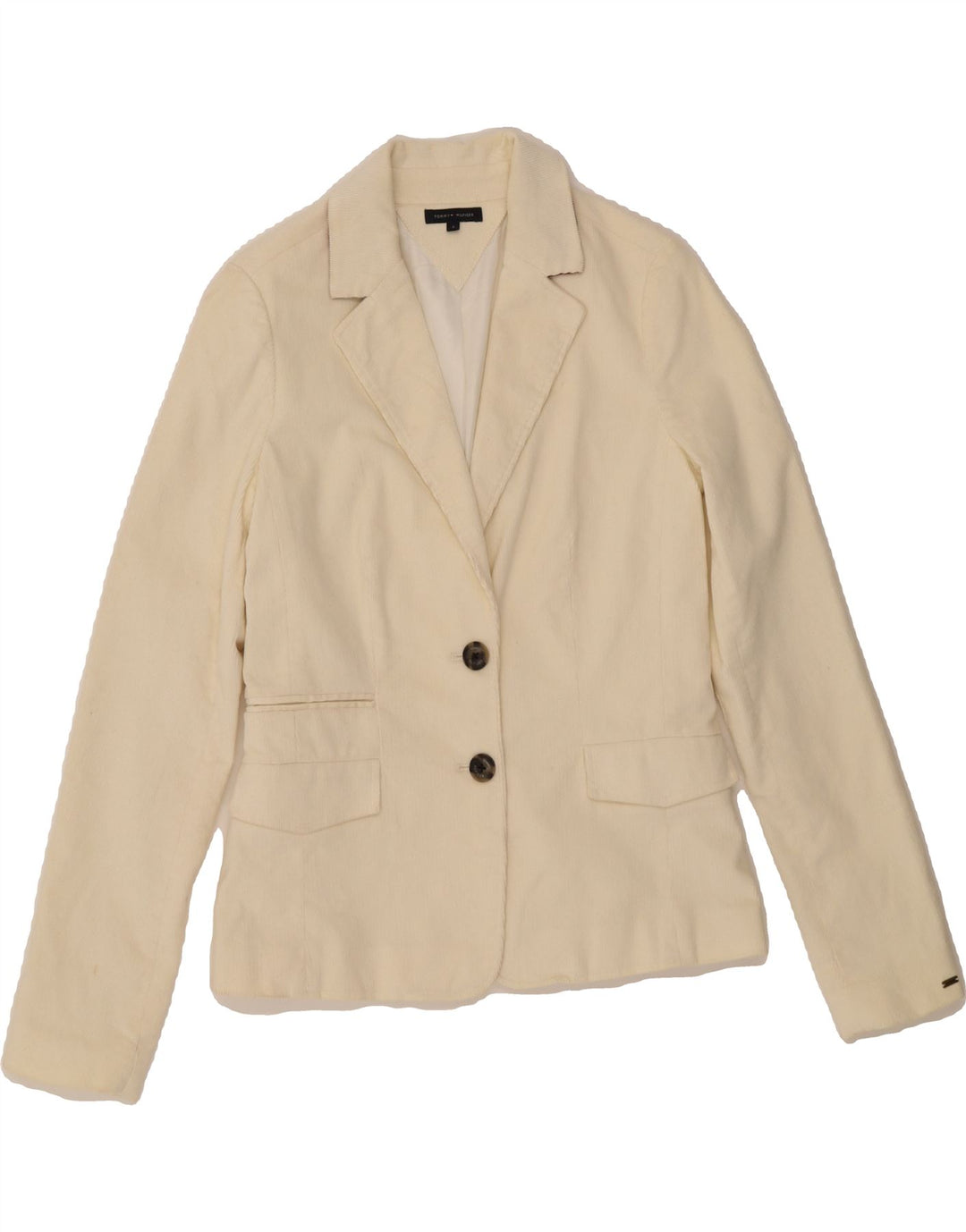 TOMMY HILFIGER Womens 2 Button Blazer Jacket US 6 Medium Off White Cotton Vintage Tommy Hilfiger and Second-Hand Tommy Hilfiger from Messina Hembry 