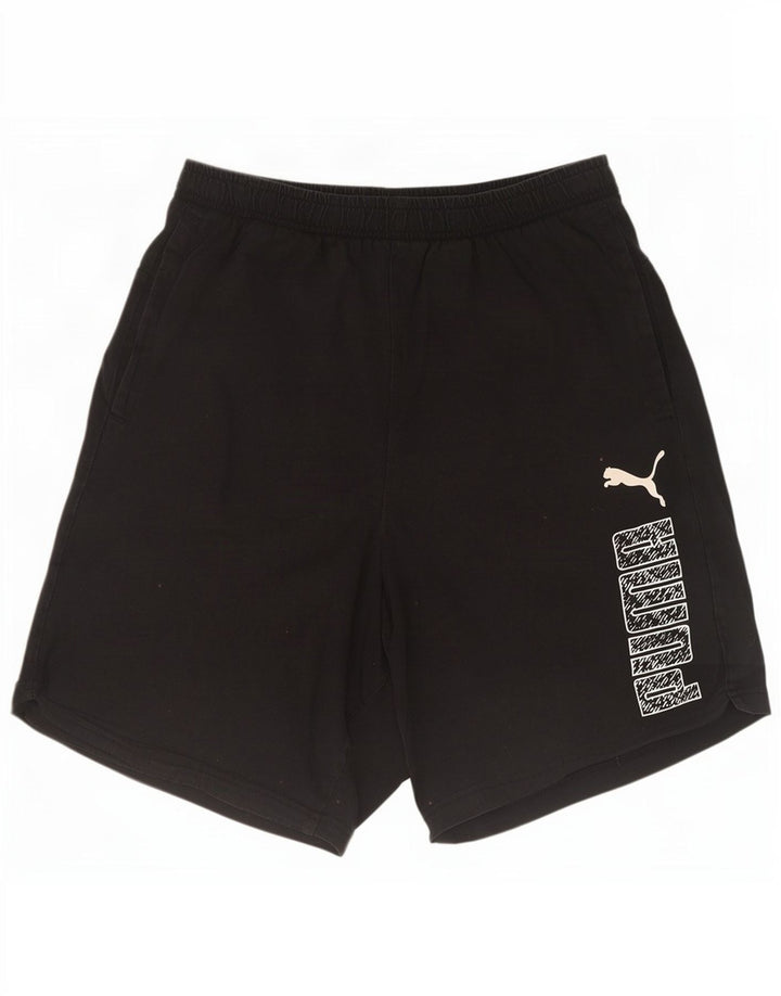 Pantaloni scurți sport grafic Puma pentru bărbați, bumbac mediu negru
