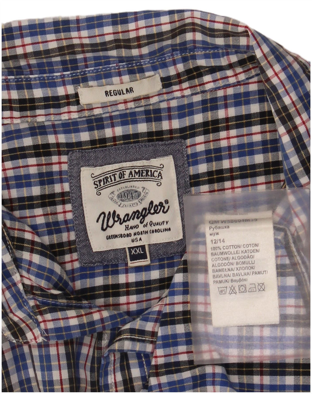 Cămașă Wrangler pentru bărbați, cu mânecă scurtă, cu ajustare normală, 2XL, bumbac cu carouri albastre