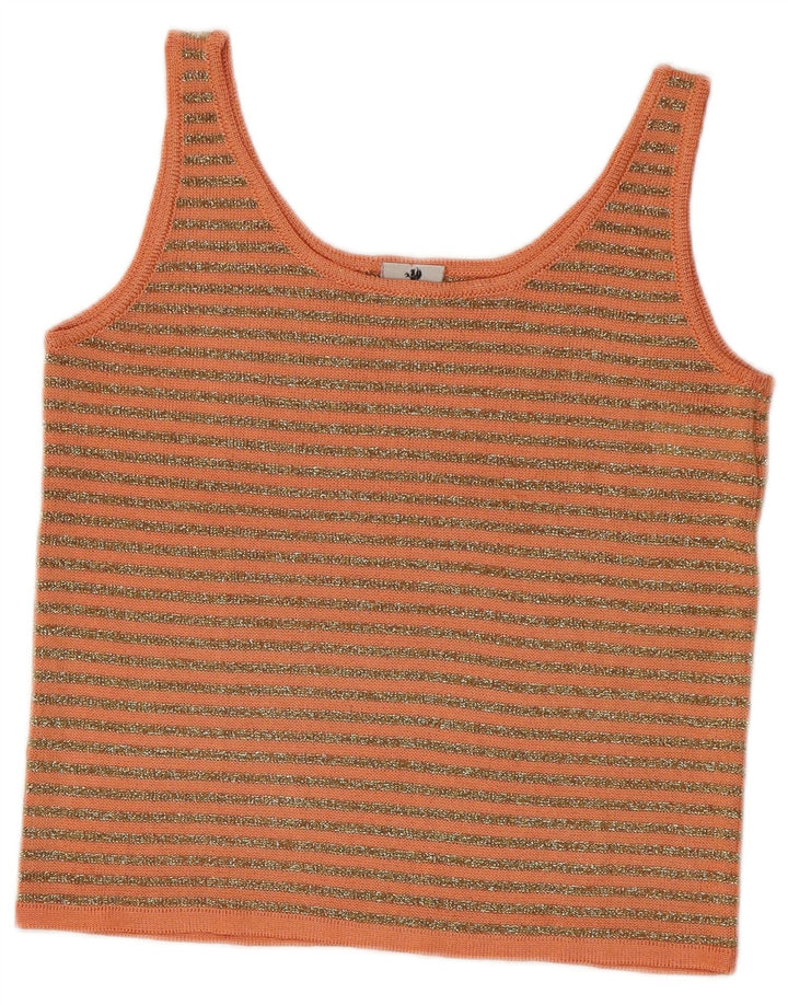 Top tricot vintage pentru femei IT 42 portocaliu mediu cu dungi