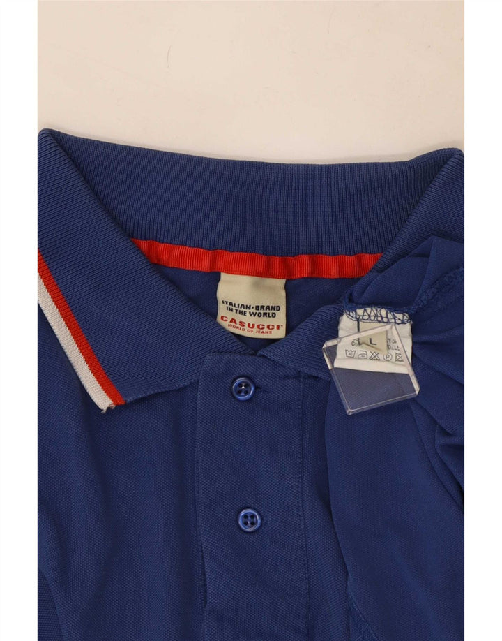 Cămașă polo Casucci pentru bărbați, bumbac cu dungi albastre mari