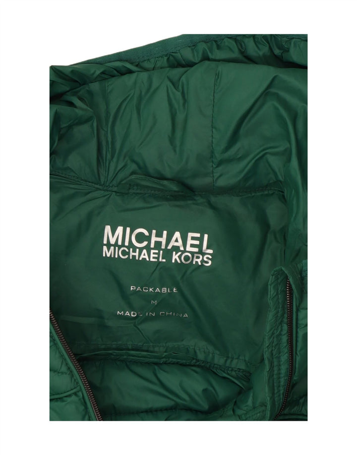 Jachetă căptușită cu glugă Michael Kors pentru femei UK 14 Nylon verde mediu