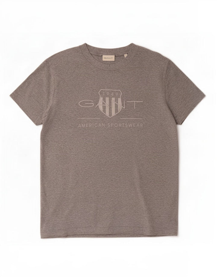 Tricou grafic Gant pentru bărbați Top din bumbac gri mediu