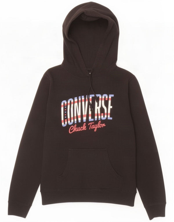 Converse Womens All Star Graphic Hoodie Jumper UK 14 Medium Black Cotton