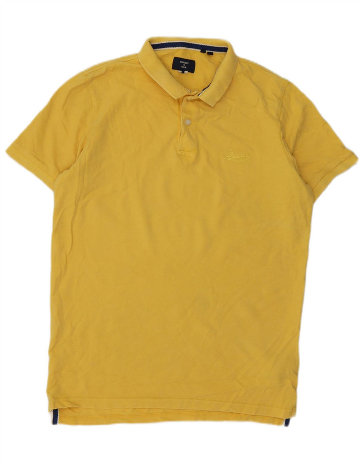 Tricou polo pentru bărbați Superdry, bumbac galben mare