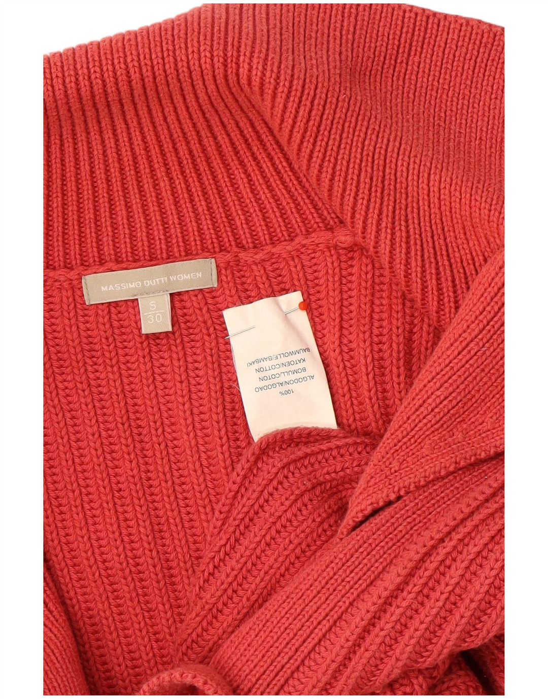 Pulover cardigan pentru femei Massimo Dutti UK 10 Bumbac roșu mic