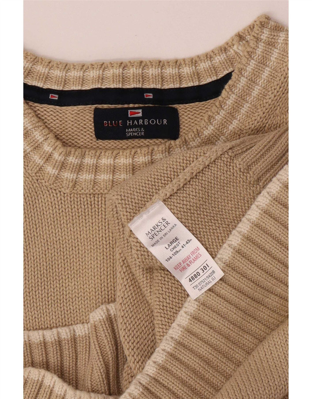 Pulover pentru bărbați Marks & Spencer Blue Harbour cu decolteu triplu, mare, bej