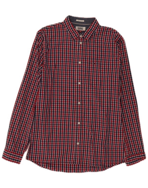 Tommy Hilfiger Mens Regular Fit Shirt Medium Red Check Cotton
