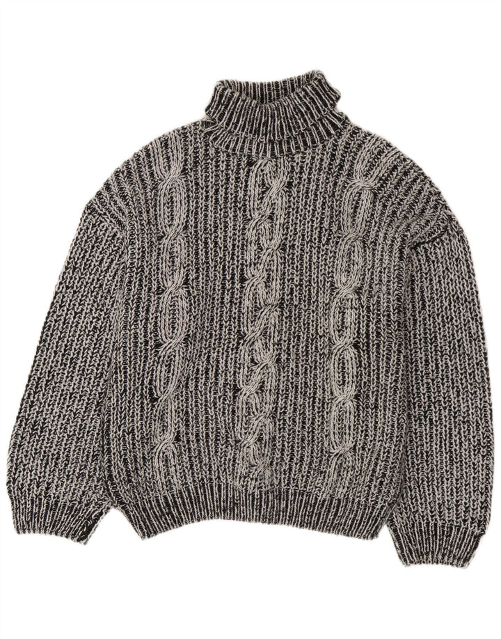 Pulover vintage pentru bărbați cu gât rulat, XL, gri