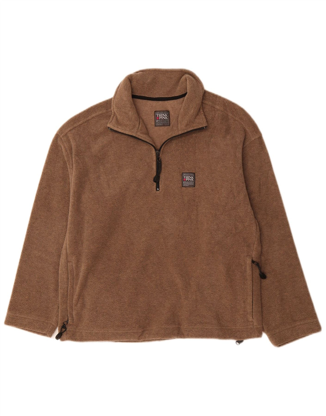 Pulover din lână pentru femei Think Pink, cu fermoar și gât, UK 14 Poliester maro mediu