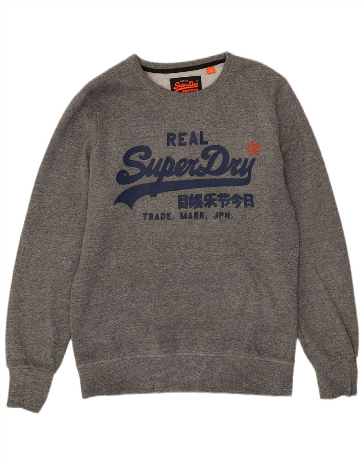SUPERDRY Hanorac grafic pentru bărbați Pulover mare din bumbac cu pete gri
