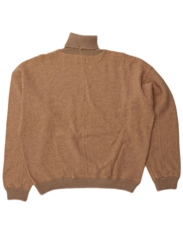 VINTAGE Womens Oversized Roll Neck Jumper Sweater UK 18 XL Beige Wool