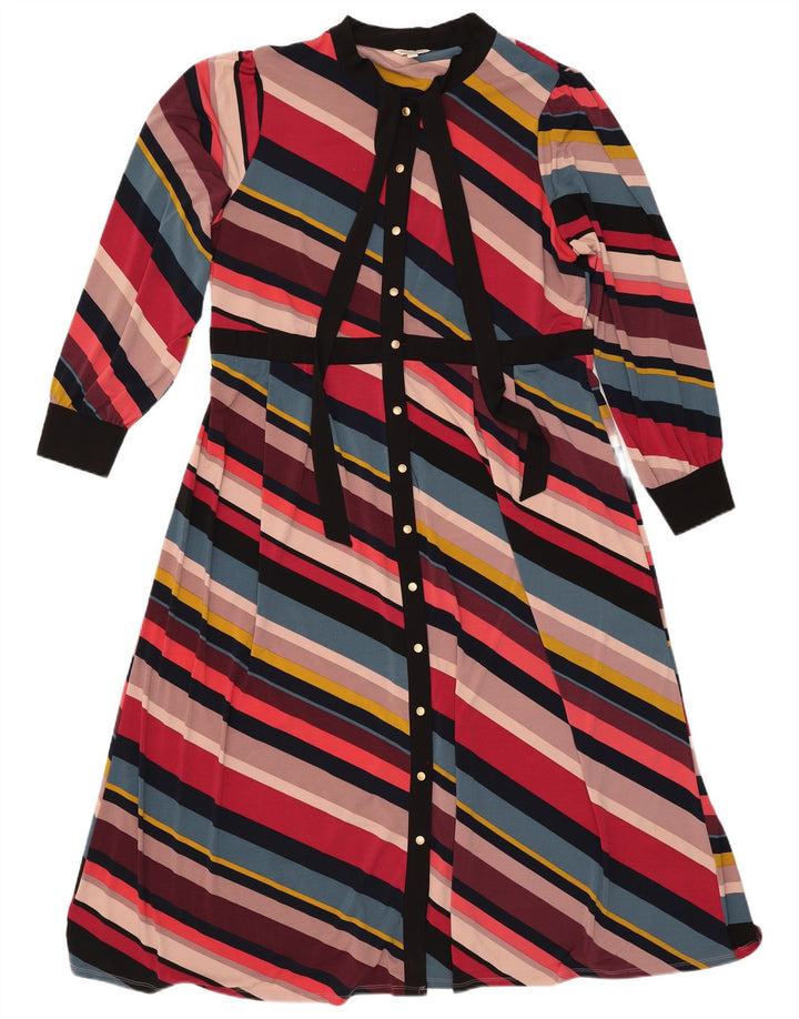 MONSOON Rochie maxi pentru femei cu cravată în față UK 18 XL, cu dungi multicolore