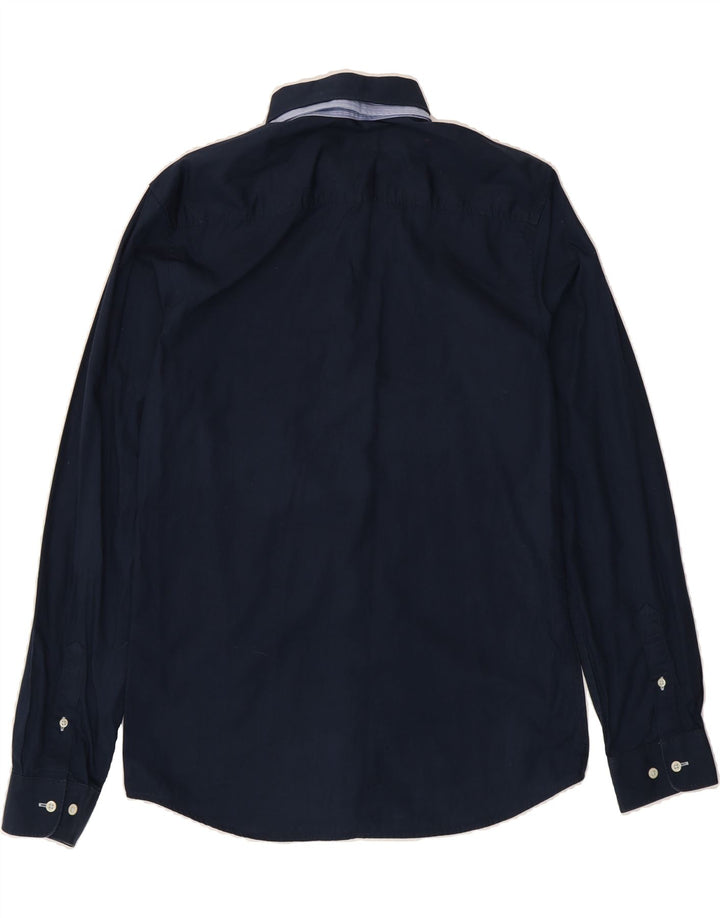 JACK & JONES Mens Tailored Shirt Medium Navy Blue Cotton Vintage Jack & Jones and Second-Hand Jack & Jones from Messina Hembry 