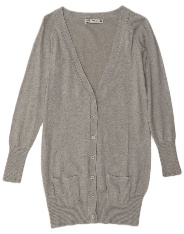 Pulover cardigan pentru femei Zara UK 10 mic bumbac gri