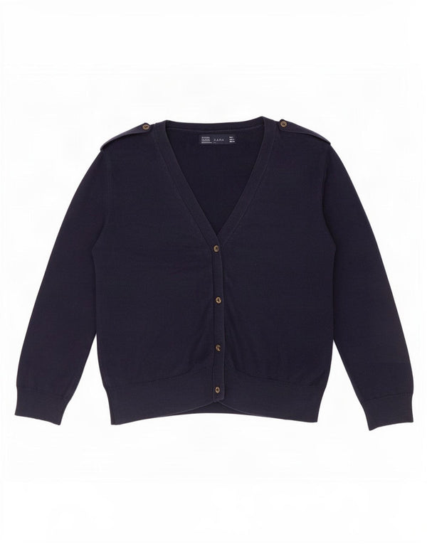 Pulover cardigan militar cu mâneci 3/4 pentru femei Zara UK 14 mare, bleumarin