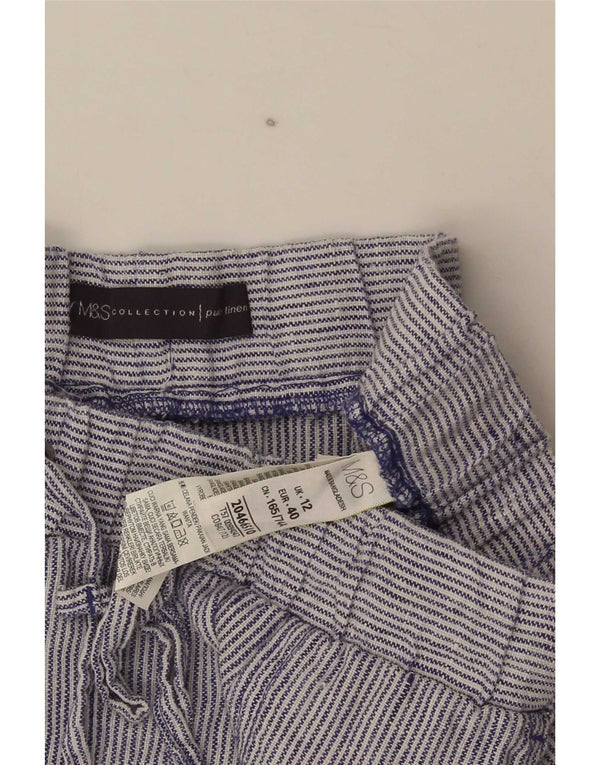 Pantaloni scurți chino pentru femei Marks & Spencer UK 12 Medium W30 Blue Pinstripe Linen