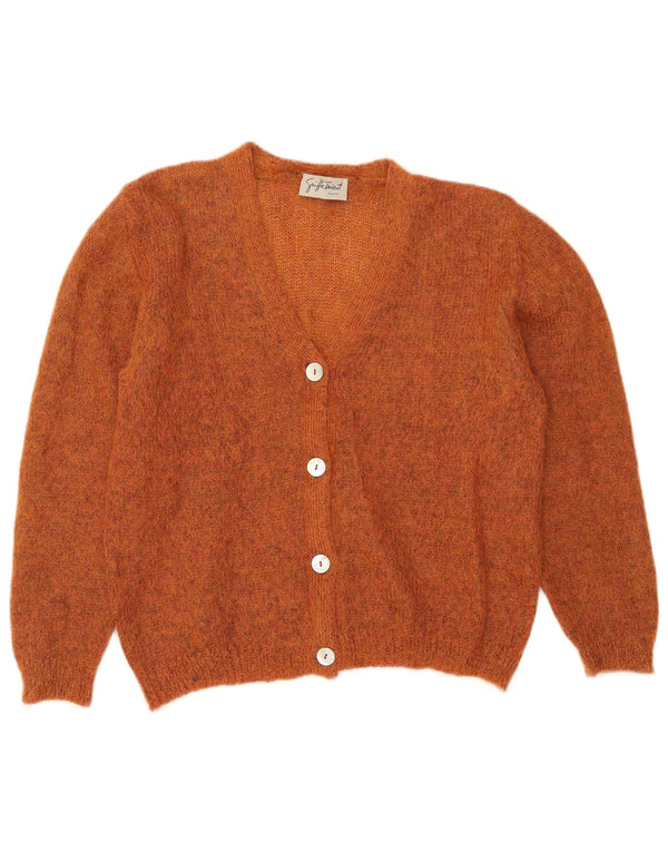Vintage Womens Oversized Cardigan Sweater UK 10 Small Orange Mohair
