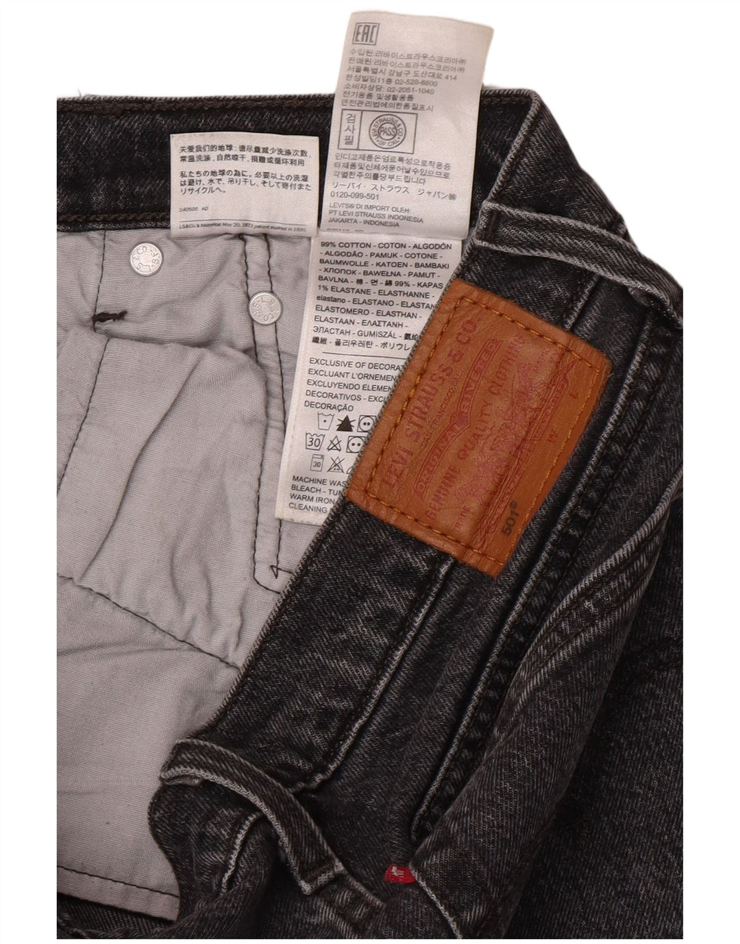 Blugi drepti 501 pentru femei Levi's W28 L28 bumbac gri