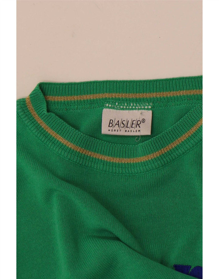 Pulover cu decolteu rotund cu grafic pentru femei Basler UK 14 verde mediu