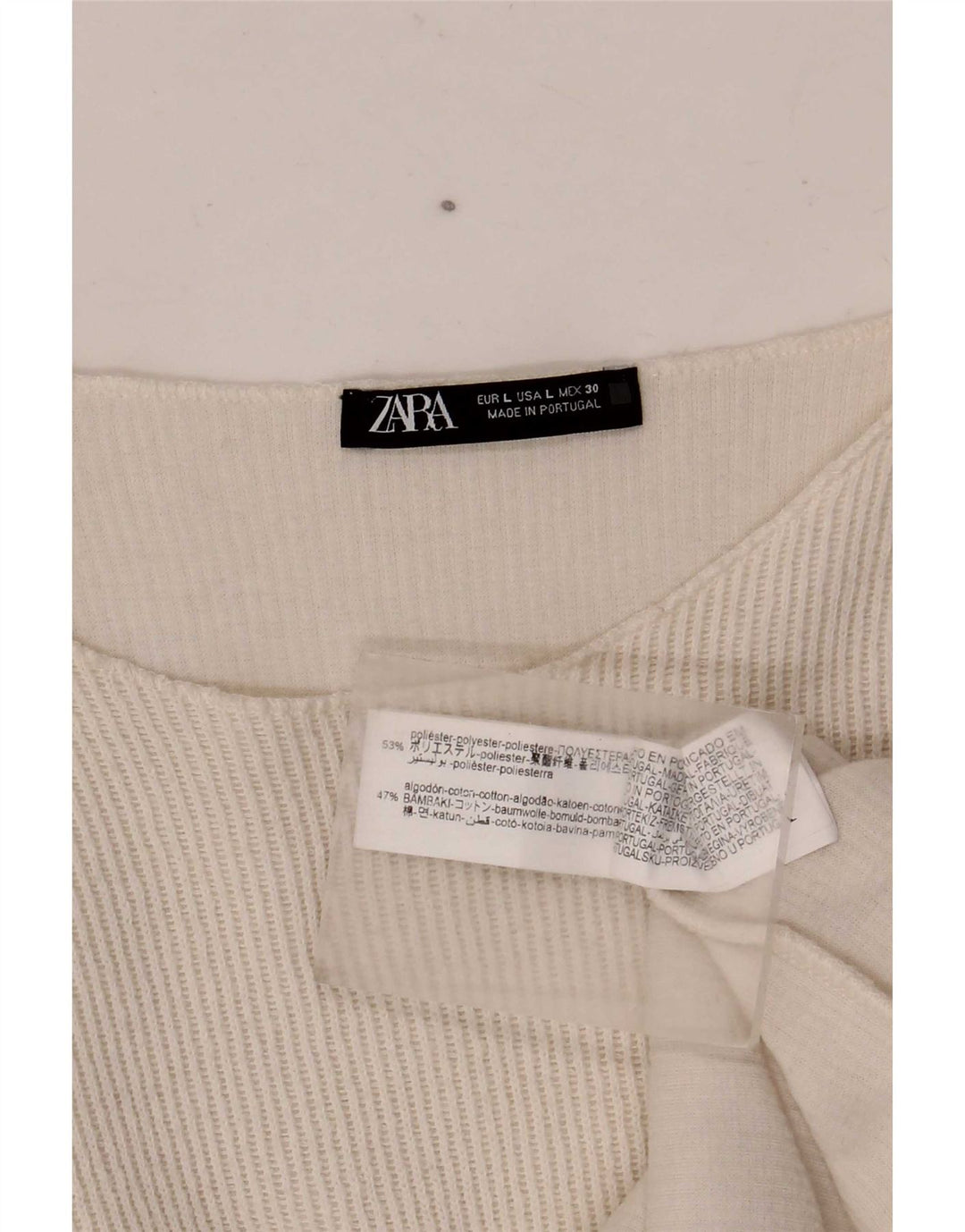 Tricou Crop pentru femei Zara UK 16 Mare Poliester alb