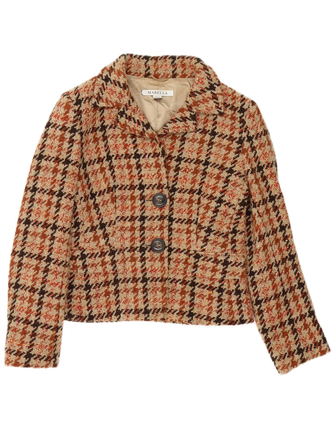 Jachetă Blazer pentru femei Marella UK 12 Maro Mediu Houndstooth Classic