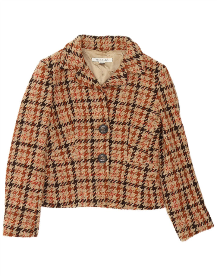 Jachetă Blazer pentru femei Marella UK 12 Maro Mediu Houndstooth Classic