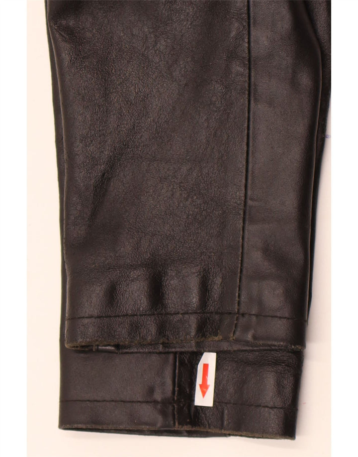 Jachetă de piele vintage pentru femei UK 14 Medium Black Leather