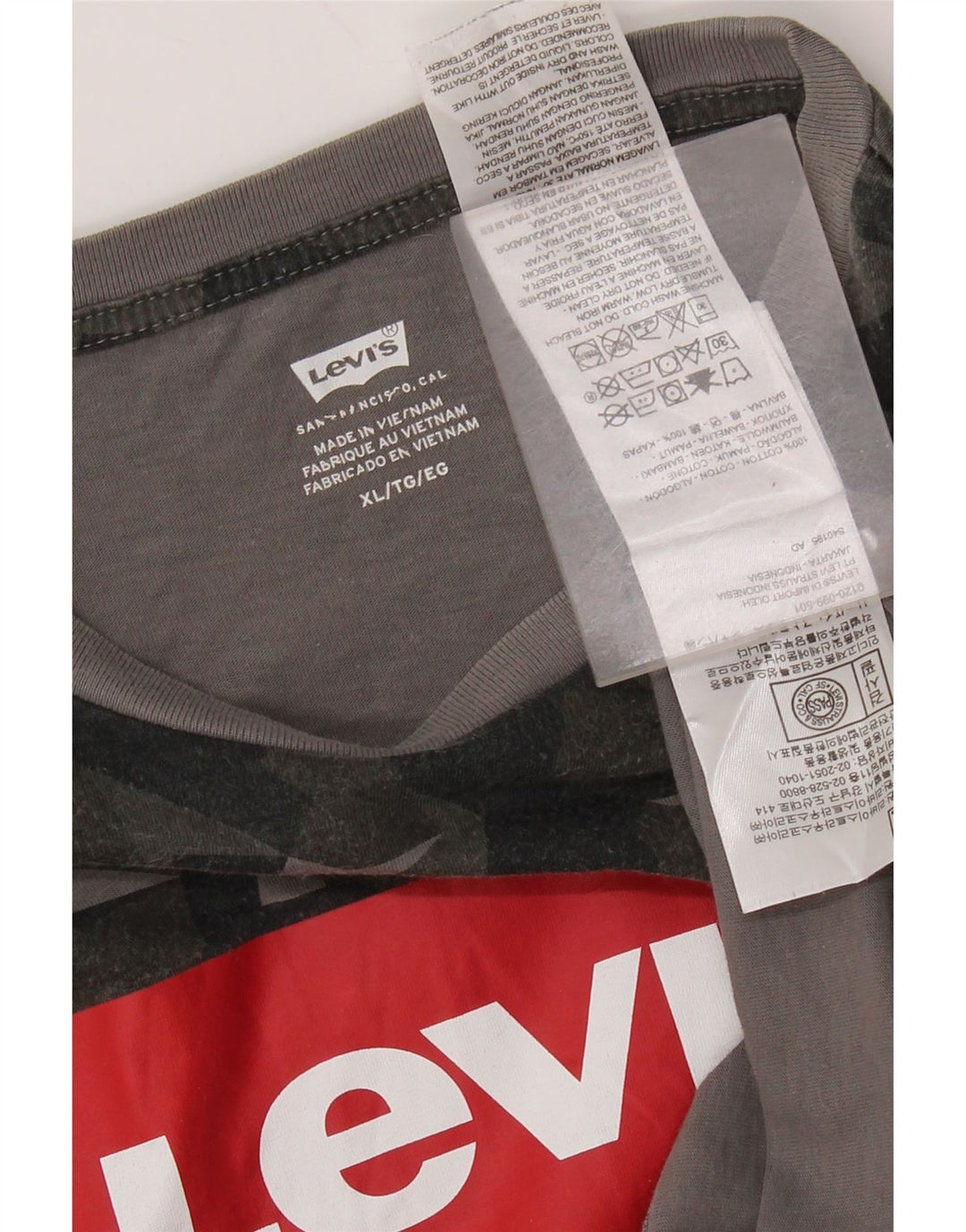Tricou grafic pentru bărbați LEVI'S Top XL bumbac camuflaj gri