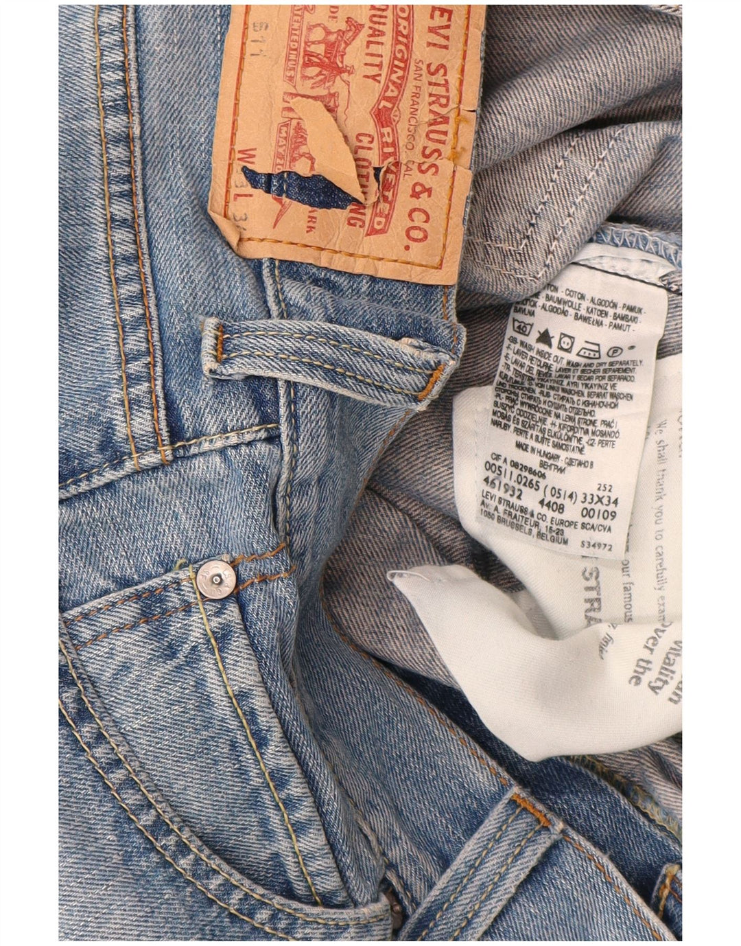 Blugi Levi's 511 Slim pentru bărbați W33 L34 Bumbac albastru