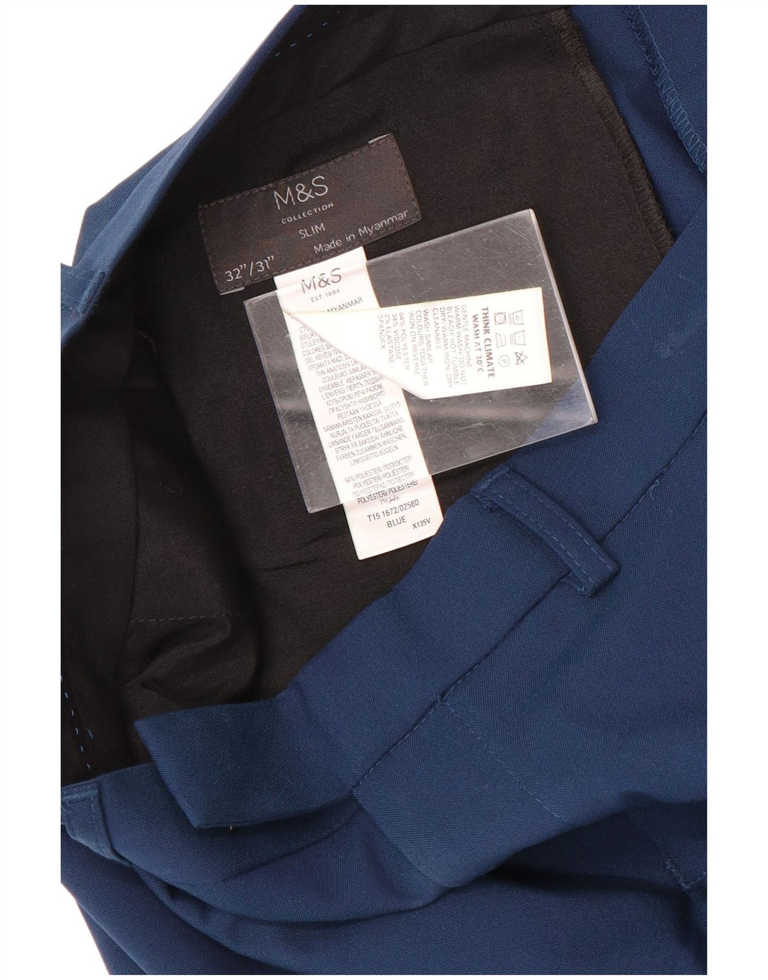 Marks & Spencer Pantaloni slim pentru bărbați L32 L31 Poliester albastru
