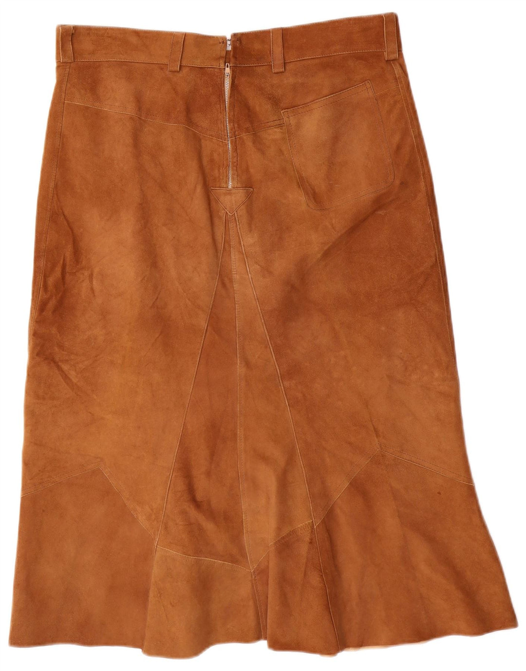 Fusta A-Line din piele intoarsa pentru femei VINTAGE W32 Maro mare
