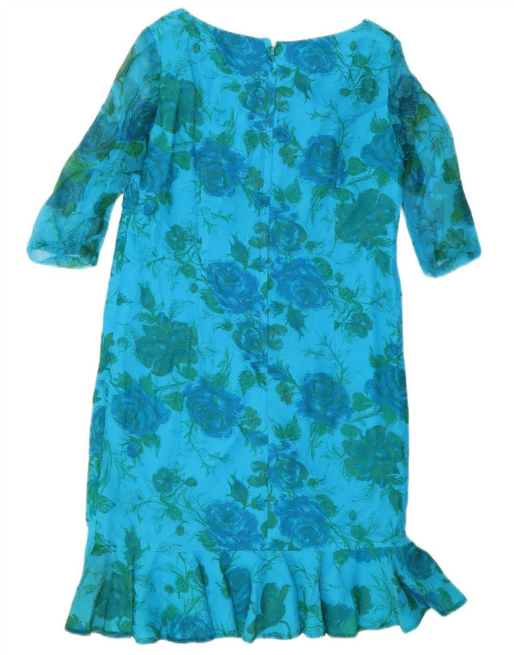 Rochie cu mâneci 3/4 pentru femei vintage UK 10 Small Blue Floral